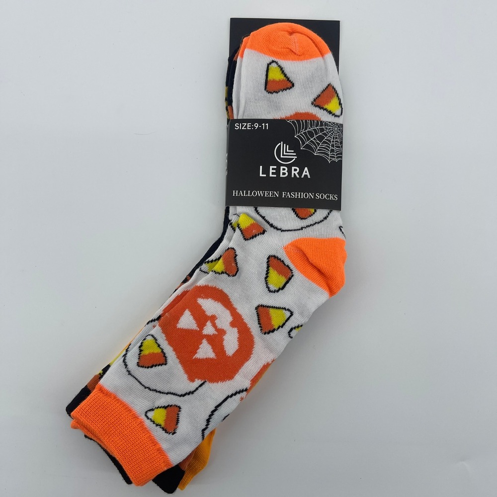 Halloween Fashion Socks 3 Pair Kids Size 9-11 Candy‎ Corn Pumpkin Black Cats